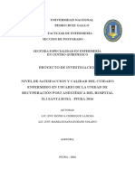 Anteproyecto Satisfacción del Usuario y Calidad Del Cuidado Enfermero en URPA Hospital II.2 Santa Rosa Piura