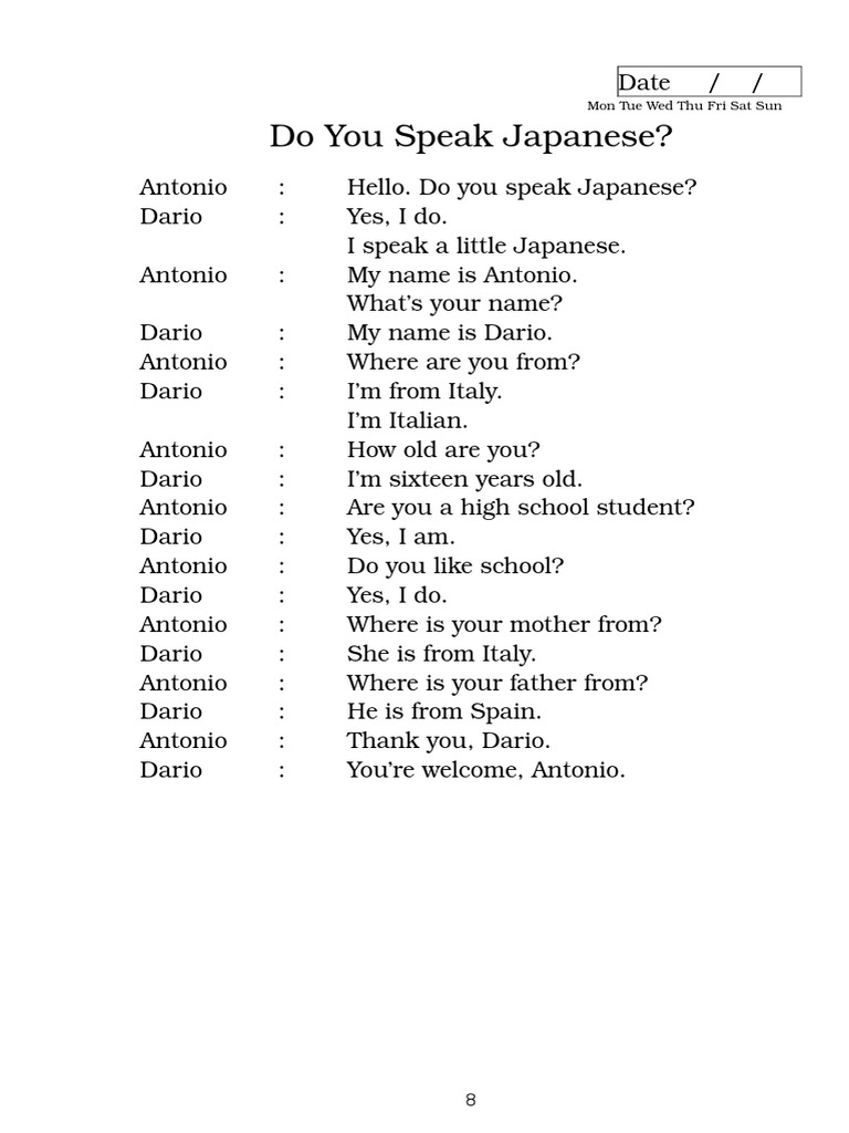 Basic Japanese Conversation Example | PDF