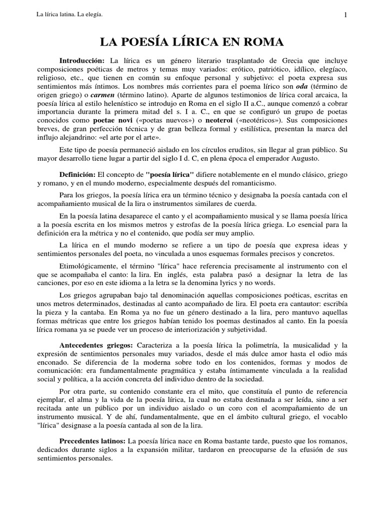 Lirica Latina Poesía lírica Horacio
