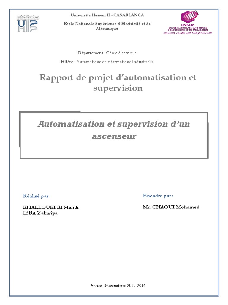 Rapport de Projet d'Automatisation Et Supervision  Ingénierie