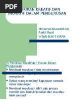 Download PEMIKIRAN KREATIF DAN INOVATIF DALAM PENGURUSAN by sszma  SN3028618 doc pdf