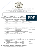 Uts II Akidah Akhlak Tahun 2015-2016