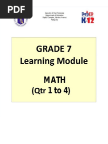 Grade 7 Math Learning Module, First Quarter