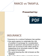 Insurance Vs Takaful: Presented by