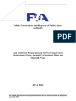 User Guide For The Preparation of The Procurement and Disposal Plan Templates