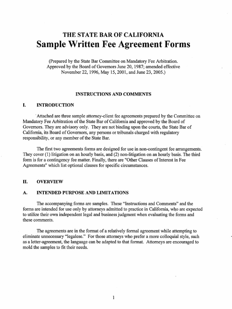 CA Sample Attorney Fee Agreement Forms | PDF