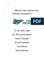 In Partial Fulfillment of The Requirements in Marketing Management 5