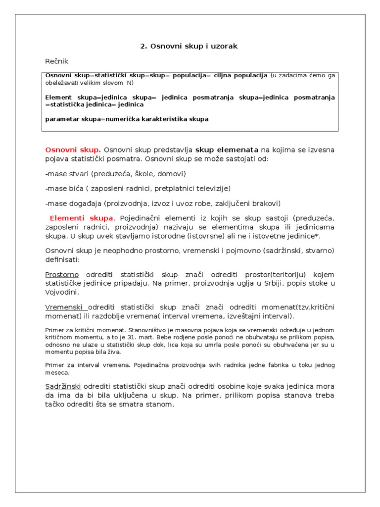 Osnovni Skup I Uzorak | PDF