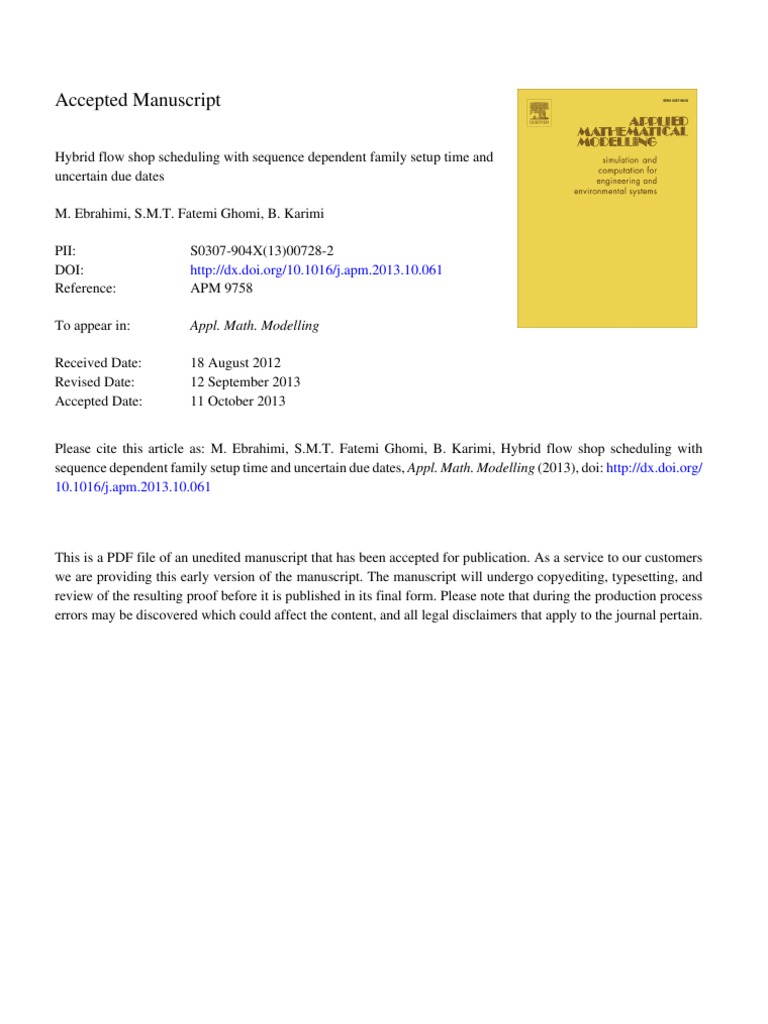 Hybrid Flow Shop Scheduling Study | PDF | Metaheuristic | Genetic Algorithm