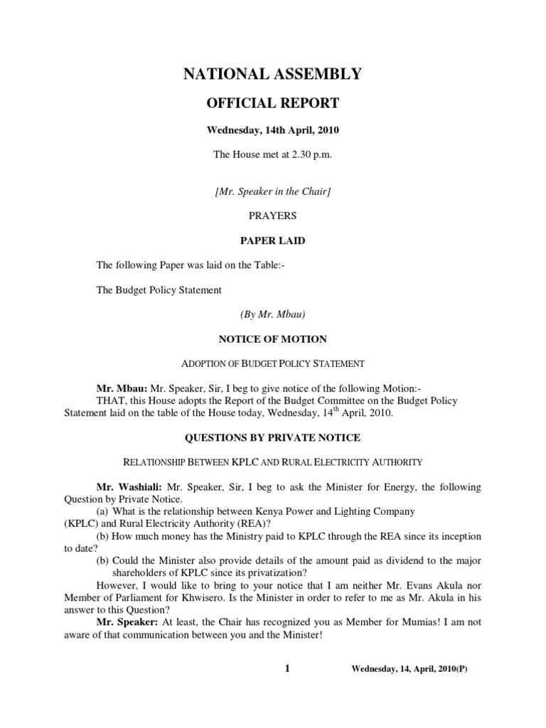 Member of Kenyan National Assembly Asks 20100414 Obama To Repatriate