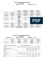 Instructional Program Schedule 2015-2016 SCHOOL: Shute GRADE: Kindergarten TEACHER: Miss Fisher