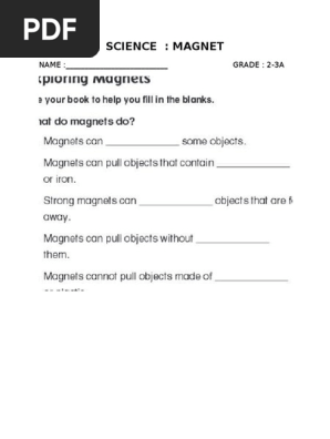 magnetism 4th grade worksheet