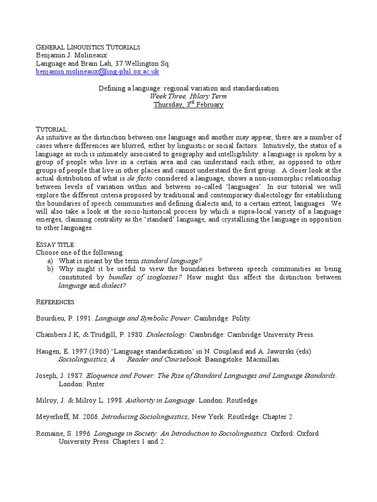 Understanding Language and Dialect Boundaries | PDF