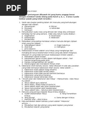 Soal Agama Katolik Kls 9 Alam Sebagai Bagian Hidup Manusia