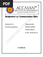 Download Assignment on Communication Skills by MOHDARISH SN30300718 doc pdf