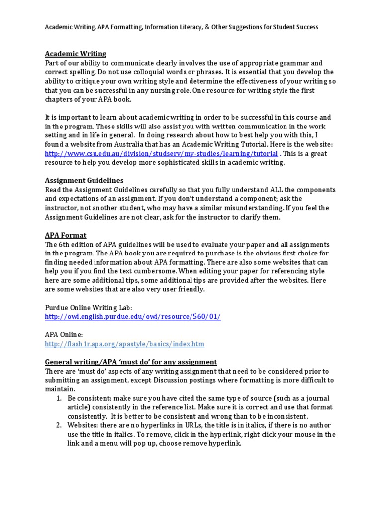 APA Formatting for Academic Success | PDF | Information Literacy ...