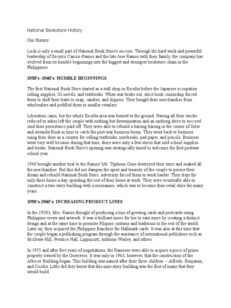 National Bookstore History Shops Retailers