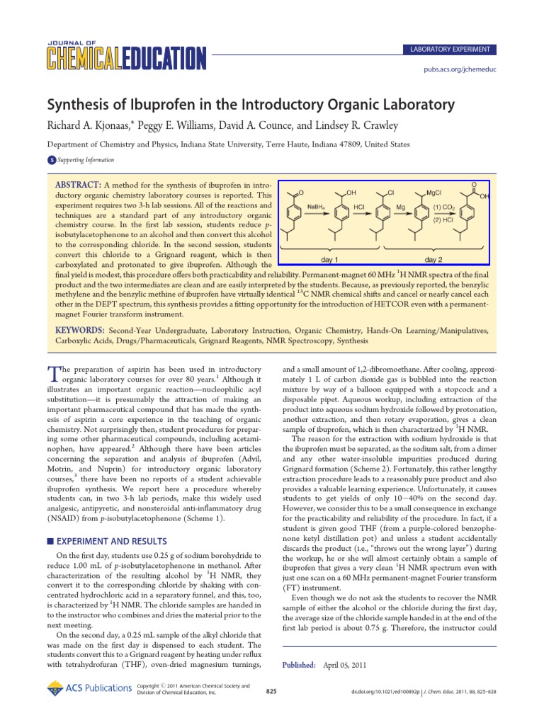 Synthesis of Ibuprofen Chemical Substances Chemistry