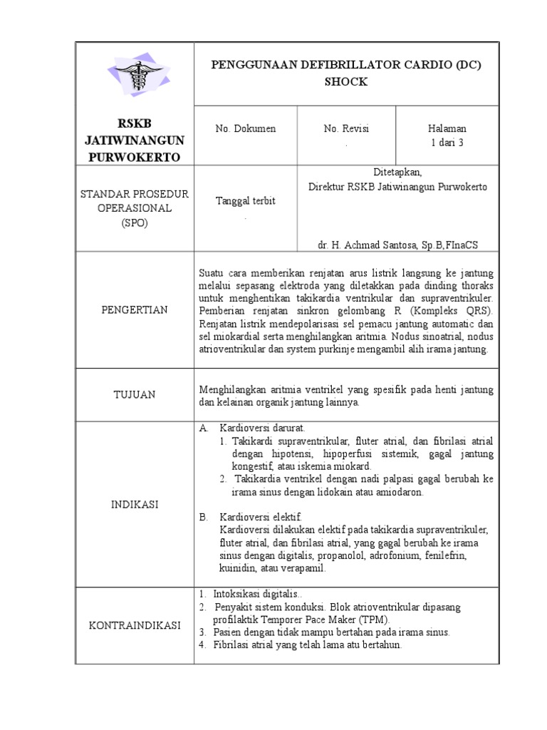 SPO Penggunaan DC SHOCK