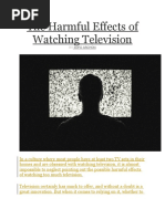 The Harmful Effects of Watching Television