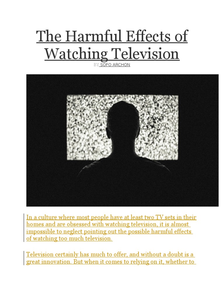 The Harmful Effects of Watching Television PDF Adolescence Obesity