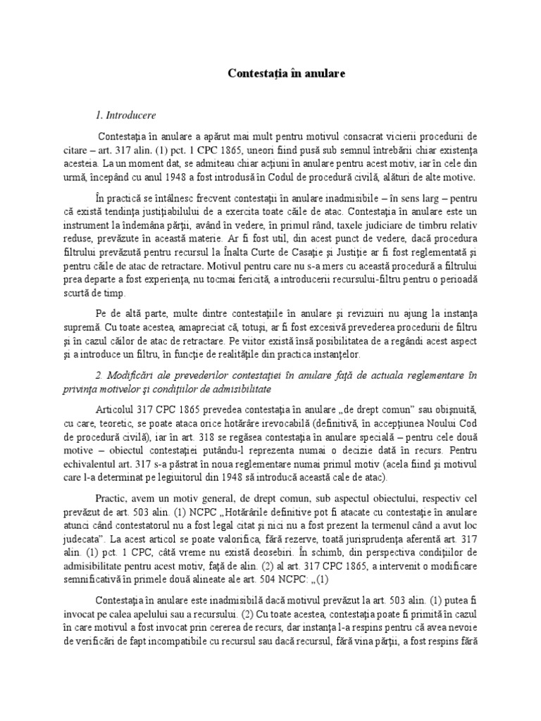 ContestaÅ£ia In Anulare Si Revizuirea