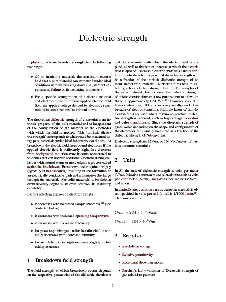 Understanding Dielectric Strength | PDF | Electrical Breakdown | Dielectric