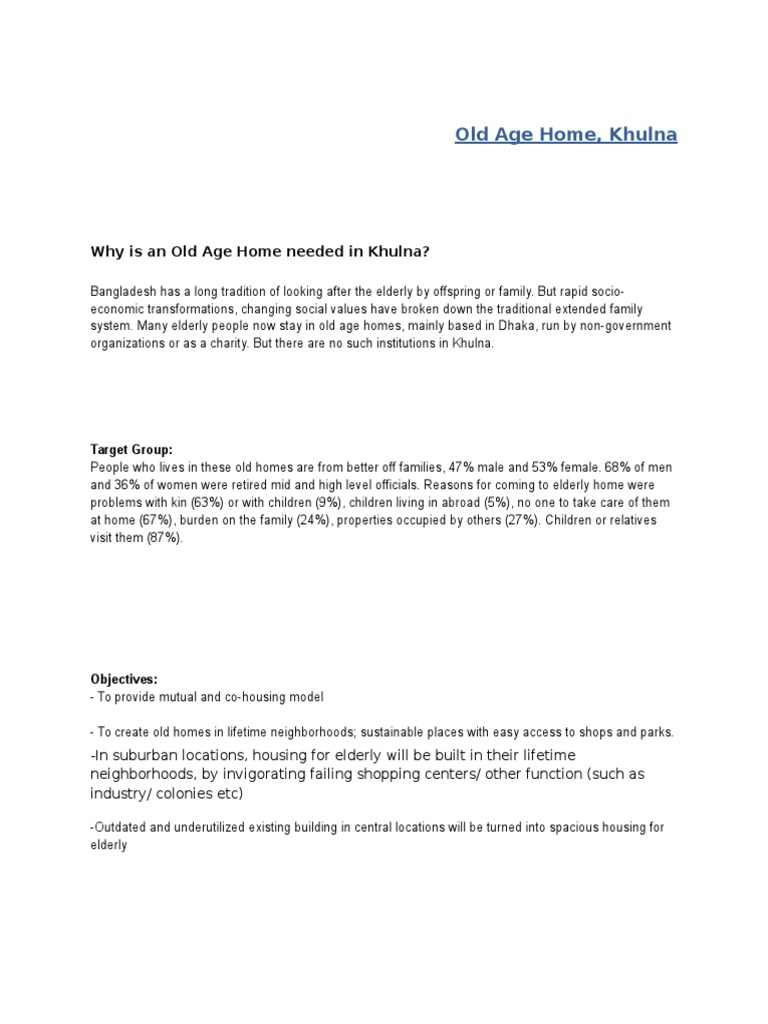 Government Old Age Homes In Bangladesh 