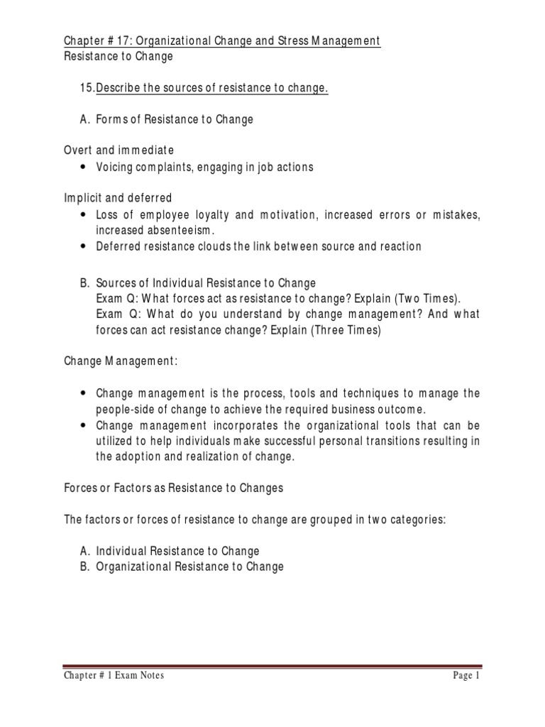 Sources To Resistance Of Change Change Management Behavioural Sciences