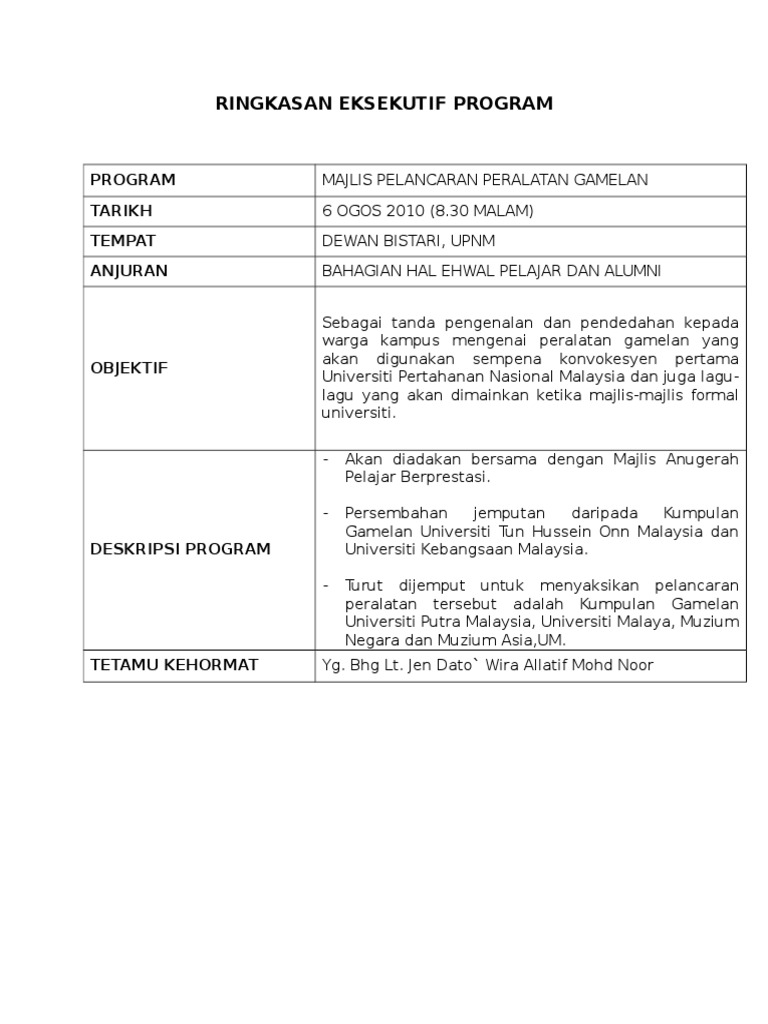 Contoh Laporan Program | PDF
