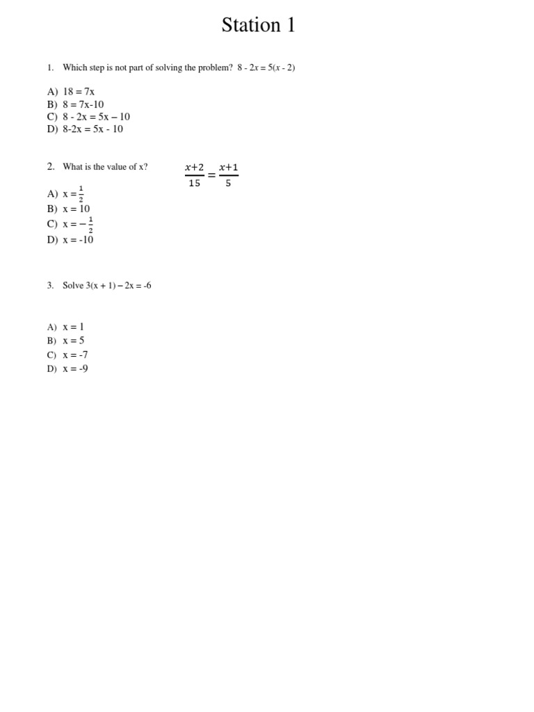 Unit 2 Stations Review 2 002 | PDF | Inequality (Mathematics) | Algebra