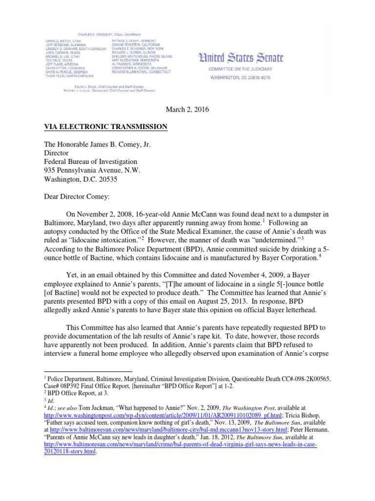 Letter to FBI Federal Bureau Of Investigation American Government