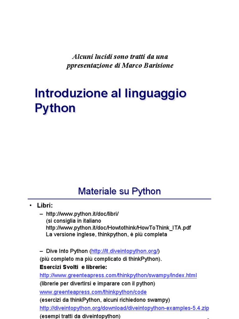 Introduzione Al Linguaggio Python | PDF