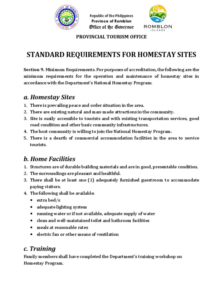 Homestay Requirements in Romblon | PDF | Economic Sectors | Economies