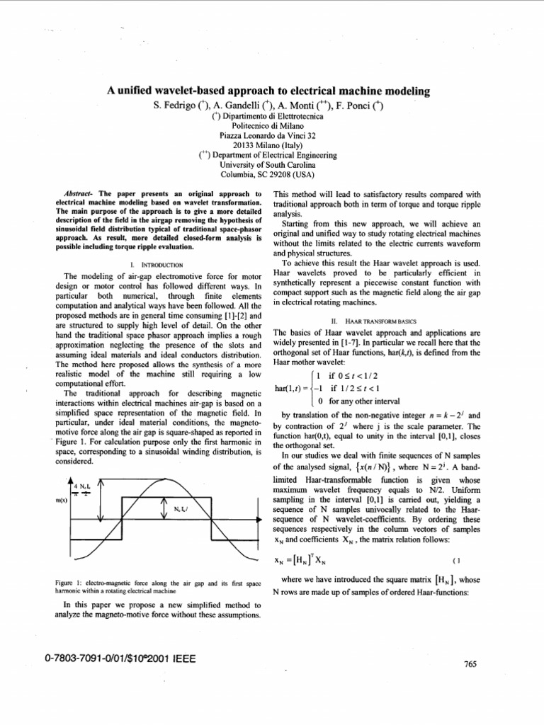 A Unified Wavelet-Based Approach To Electrical Machine Modeling | PDF ...