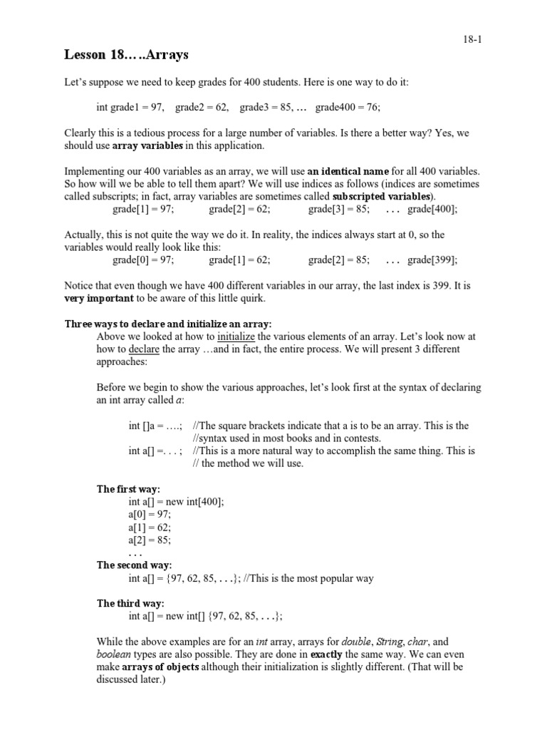 Intro to Arrays for Beginners | PDF | Array Data Type | Array Data ...