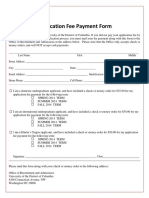 Application Fee Payment Form - Fillable