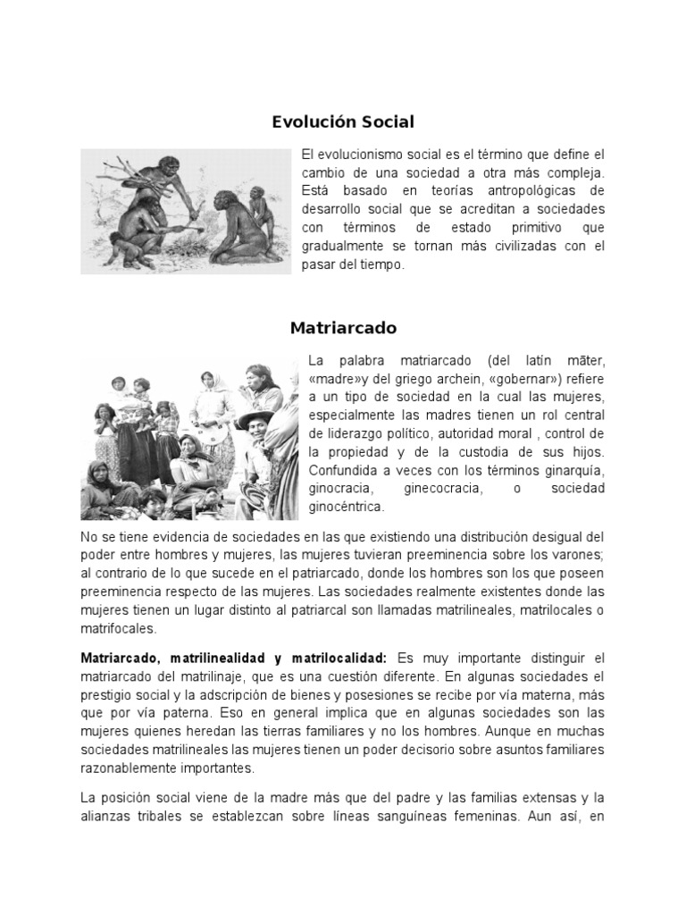Evolución Social PDF Clanes Matriarcado