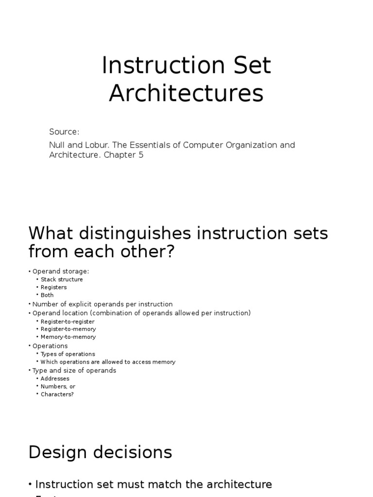 4 Instruction Set Architectures | PDF | Instruction Set | Computer Science
