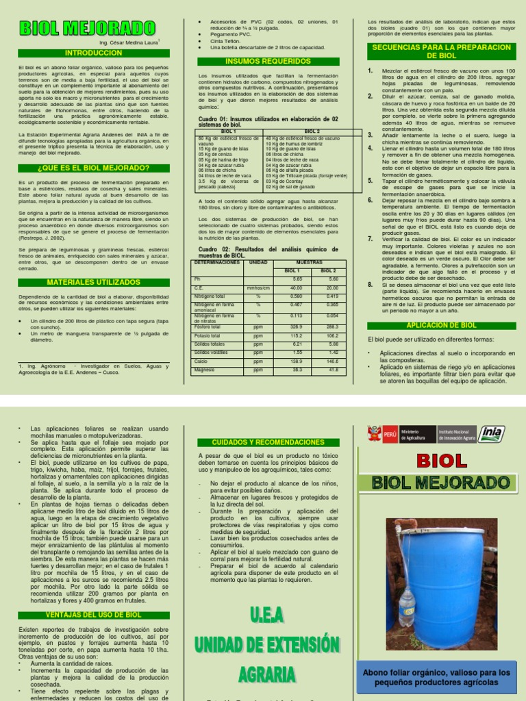 Biol Mejorado: Fertilizante Orgánico Eficaz | PDF | Fertilizante ...