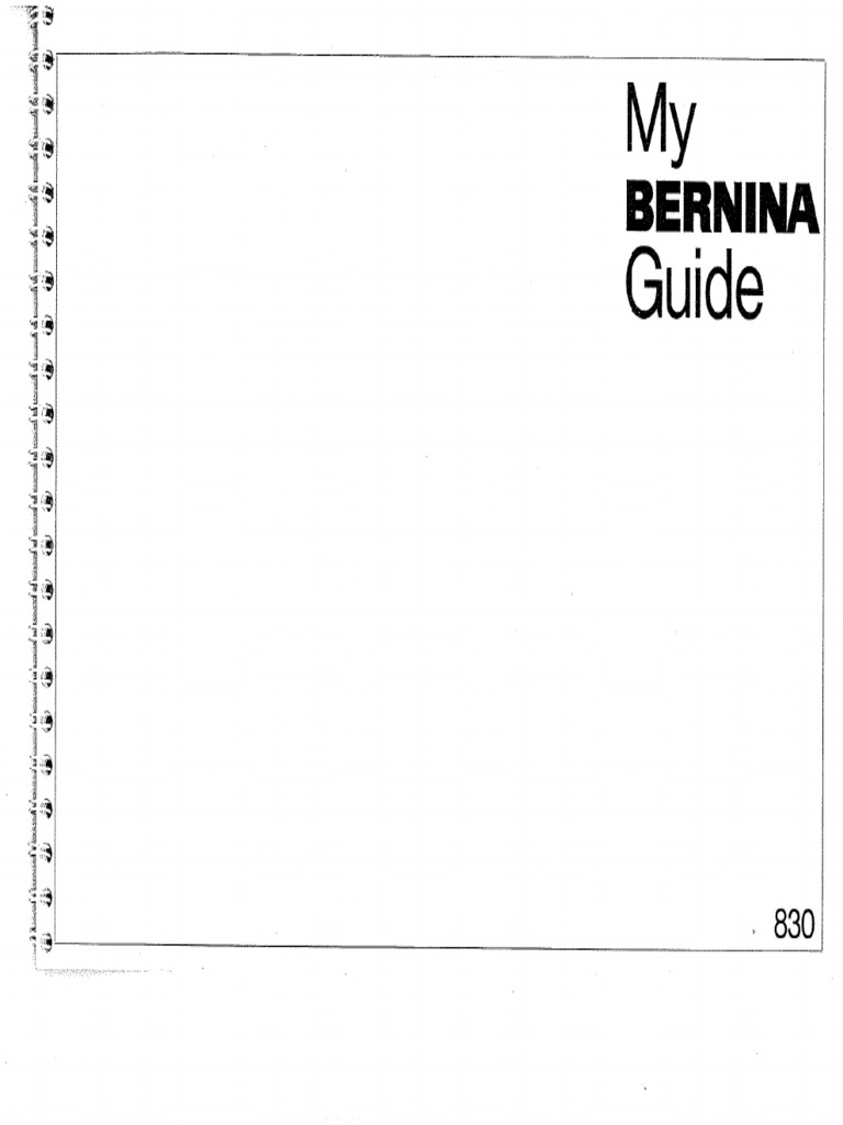 BERNINA 830 Instruction Book