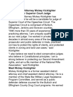Mickey Kicklighter Announcement For Judgeship Ogeechee Circuit