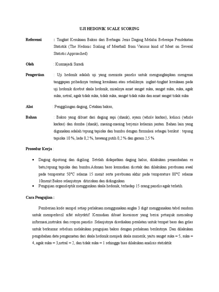 Hedonik Scale | PDF