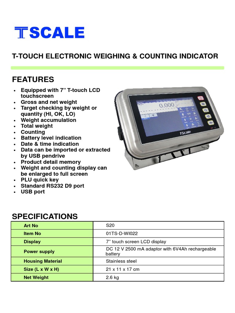 T-Touch Electronic Weighing Indicator | PDF | Computers | Technology ...