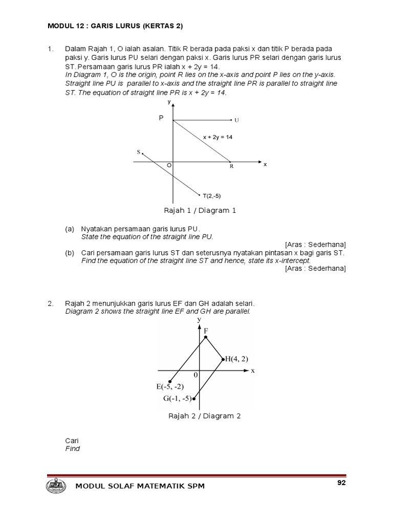 Modul 12 Garis Lurus K2 Pdf Garis Geometri Aljabar