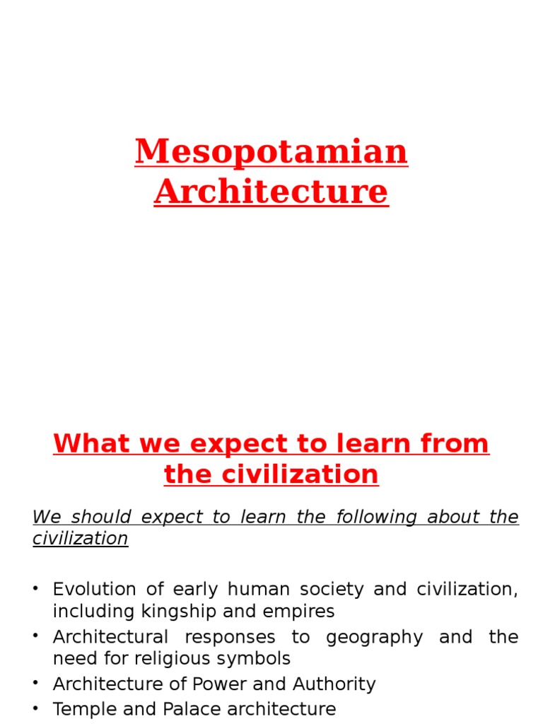 Mesopotamian Architecture Overview | PDF | Mesopotamia | Sumer
