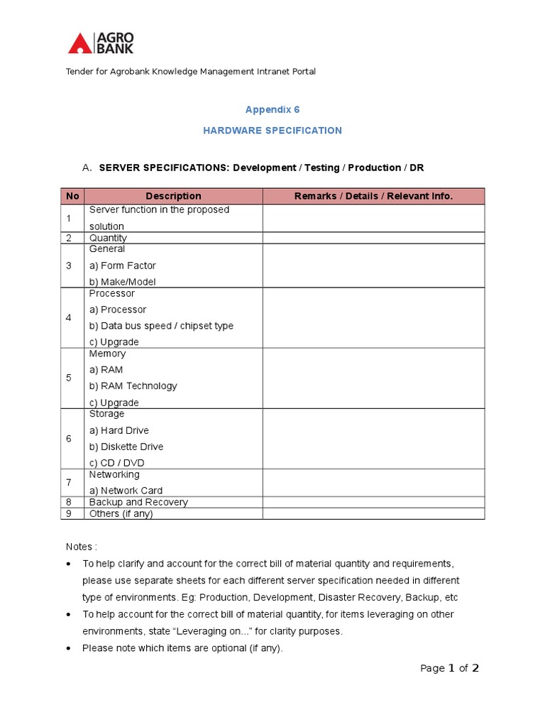 Agrobank Intranet Portal Hardware Specs | PDF | Computers