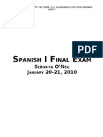 Spanish I Final Exam - Rough Draft