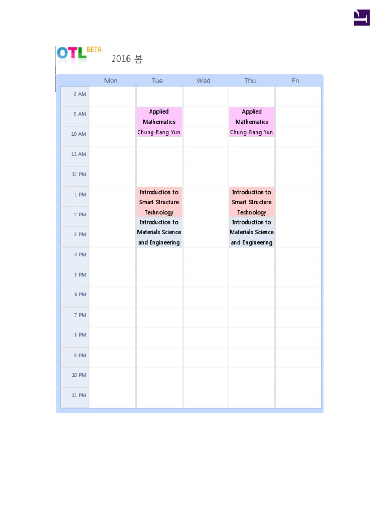 Mon. Tue. Wed. Thu. Fri.: 8 Am 9 Am 10 AM | PDF