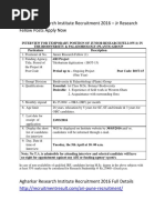 Agharkar Research Institute Recruitment 2016 – Jr Research Fellow Posts Apply Now